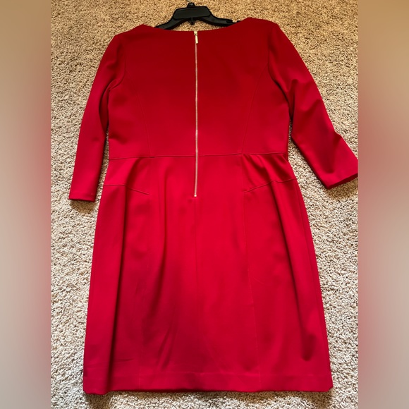 Lauren by Ralph Lauren Red Structured  & Fitted V Neck Dress Size 18 - Picture 14 of 16